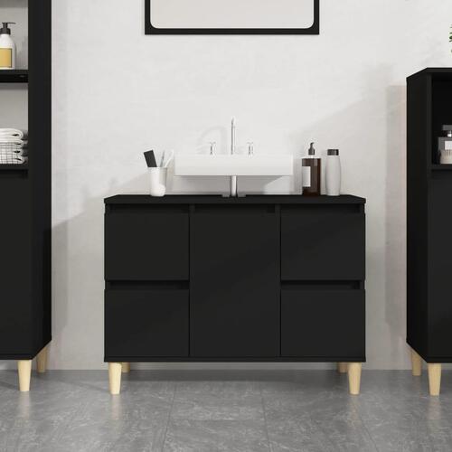 Underskab til håndvask 80x33x60 cm konstrueret træ sort