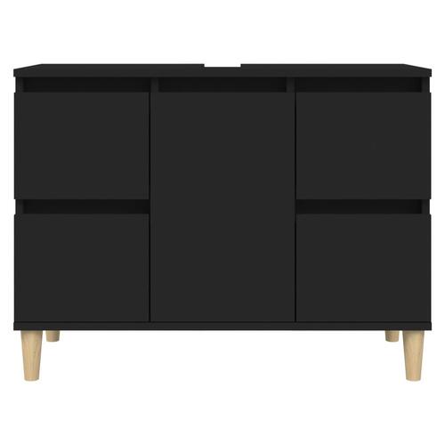 Underskab til håndvask 80x33x60 cm konstrueret træ sort