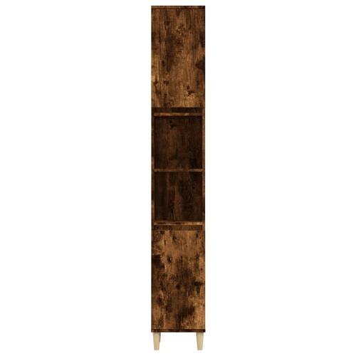 Badeværelsesskab 30x30x190 cm konstrueret træ røget egetræ