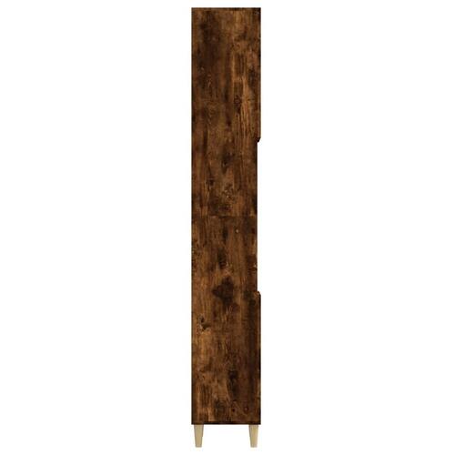 Badeværelsesskab 30x30x190 cm konstrueret træ røget egetræ