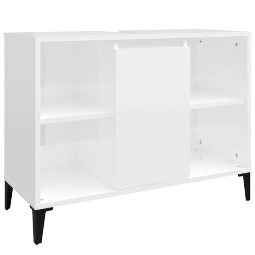 Skab til håndvask 80x33x60 cm konstrueret træ hvid højglans