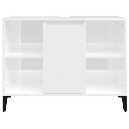 Skab til håndvask 80x33x60 cm konstrueret træ hvid højglans
