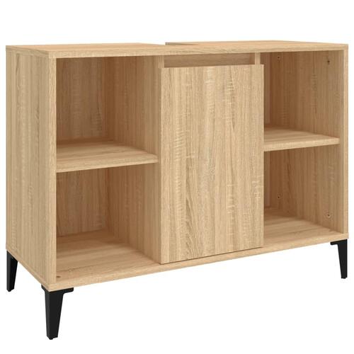 Underskab til håndvask 80x33x60 cm konstrueret træ sonoma-eg