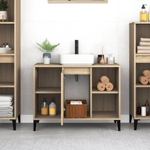 Underskab til håndvask 80x33x60 cm konstrueret træ sonoma-eg