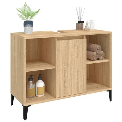 Underskab til håndvask 80x33x60 cm konstrueret træ sonoma-eg