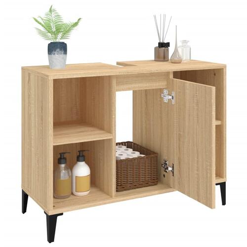 Underskab til håndvask 80x33x60 cm konstrueret træ sonoma-eg
