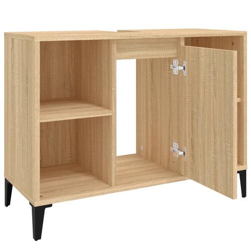 Underskab til håndvask 80x33x60 cm konstrueret træ sonoma-eg