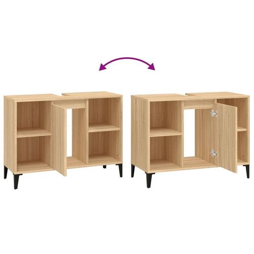Underskab til håndvask 80x33x60 cm konstrueret træ sonoma-eg
