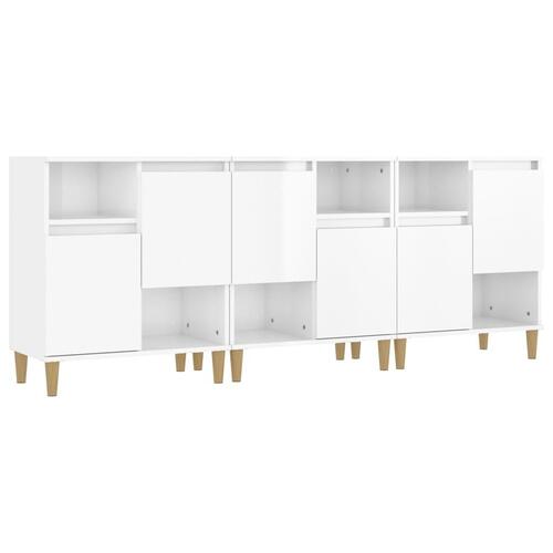 Skænke 3 stk. 60x35x70 cm konstrueret træ hvid højglans