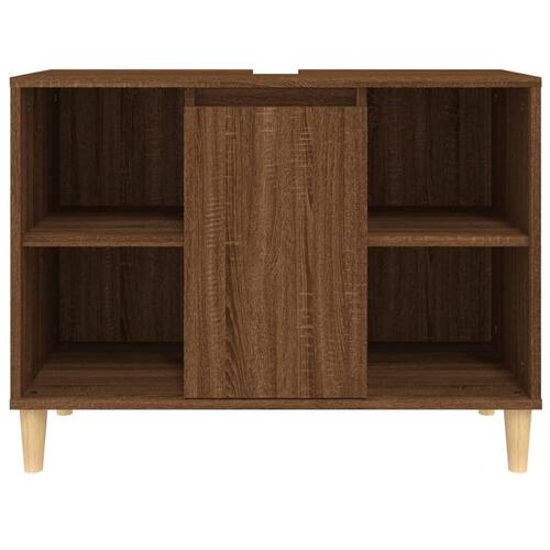 Underskab til håndvask 80x33x60 cm konstrueret træ brunt eg