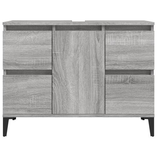 Skab til håndvask 80x33x60 cm konstrueret træ grå sonoma-eg