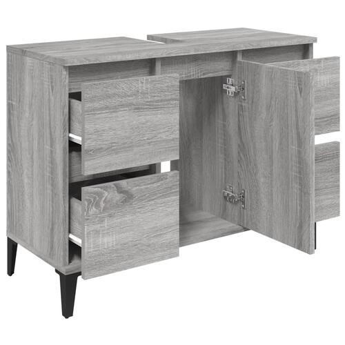 Skab til håndvask 80x33x60 cm konstrueret træ grå sonoma-eg