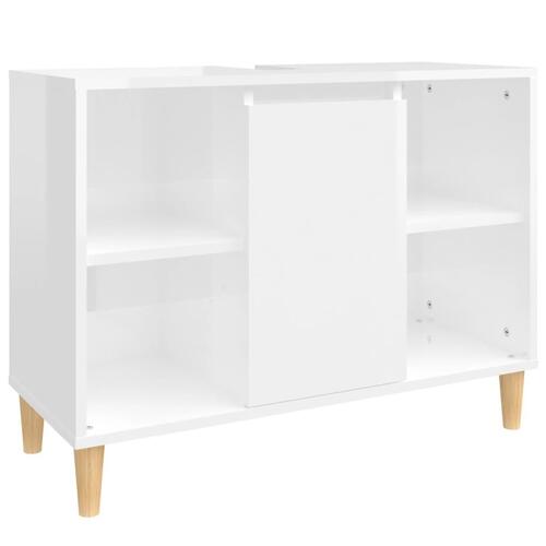 Skab til håndvask 80x33x60 cm konstrueret træ hvid højglans