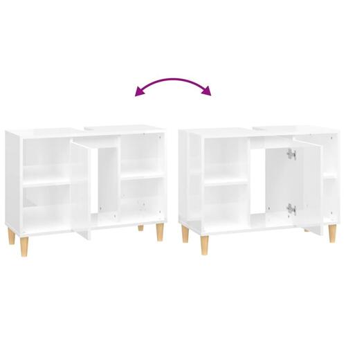 Skab til håndvask 80x33x60 cm konstrueret træ hvid højglans