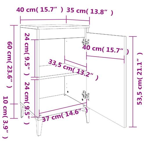 Sengebord 40x35x70 cm konstrueret træ hvid