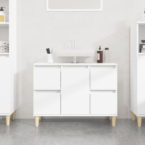 Skab til håndvask 80x33x60 cm konstrueret træ hvid højglans
