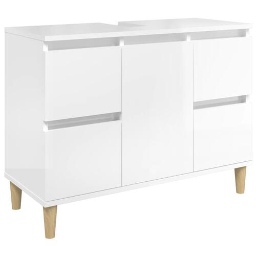 Skab til håndvask 80x33x60 cm konstrueret træ hvid højglans