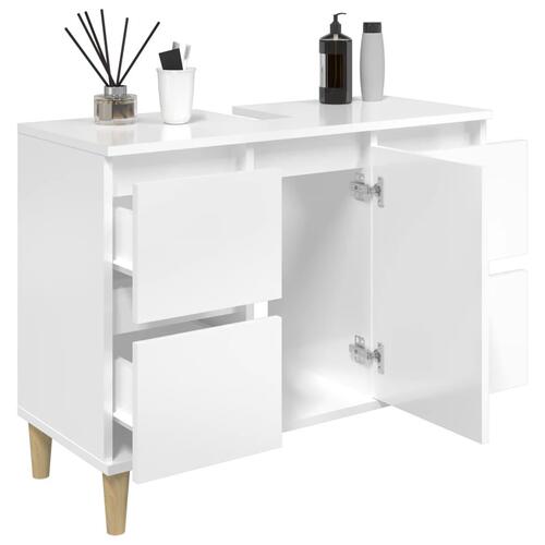 Skab til håndvask 80x33x60 cm konstrueret træ hvid højglans