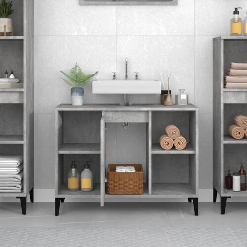 Underskab til håndvask 80x33x60 cm konstrueret træ betongrå