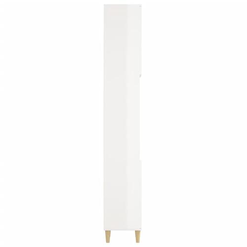 Badeværelsesskab 30x30x190 cm konstrueret træ hvid højglans