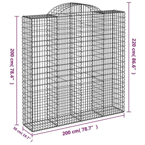 Buet gabionkurv 200×50×200/220 cm - galvaniseret jern