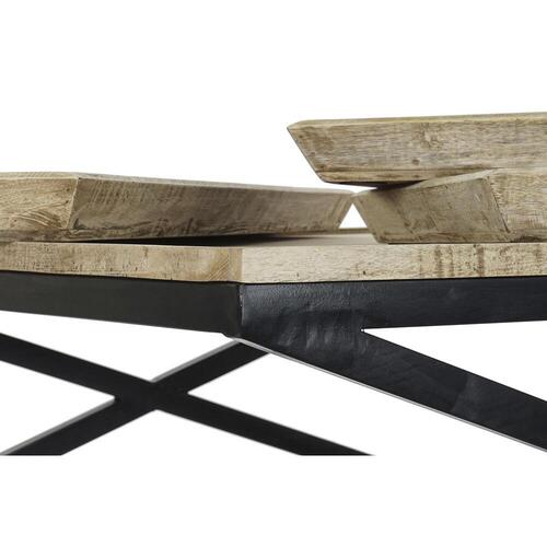 Sofabord Sort Natur Træ Metal 120 x 120 x 55 cm