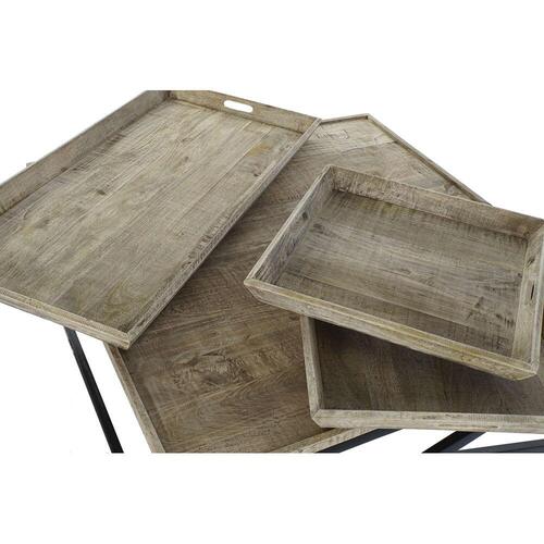 Sofabord Sort Natur Træ Metal 120 x 120 x 55 cm