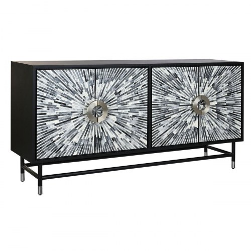 Skænk 160 × 40 × 80 cm - sort/grå/hvid, harpiks & træ/MDF