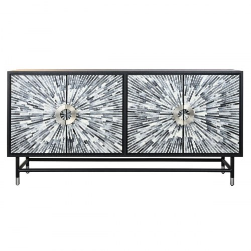 Skænk 160 × 40 × 80 cm - sort/grå/hvid, harpiks & træ/MDF