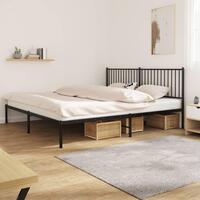 Sengeramme med sengegavl 200x200 cm metal sort