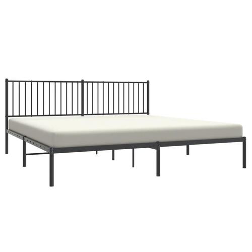 Sengeramme med sengegavl 200x200 cm metal sort