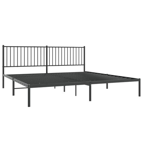 Sengeramme med sengegavl 200x200 cm metal sort