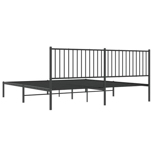 Sengeramme med sengegavl 200x200 cm metal sort