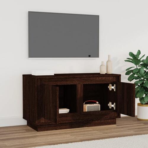 Tv-bord 80x35x45 cm konstrueret træ brun egetræsfarve