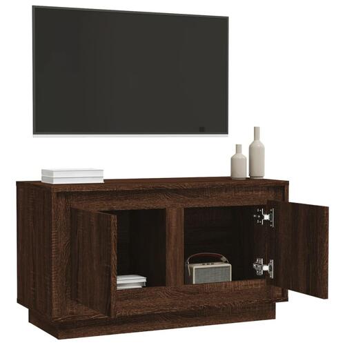 Tv-bord 80x35x45 cm konstrueret træ brun egetræsfarve