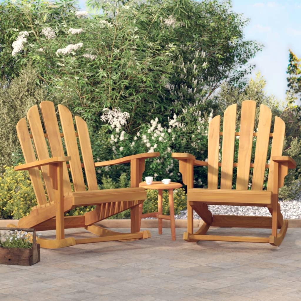 Adirondack-gyngestole til haven 79×100×103 cm - massivt teaktræ, 2 stk. billede
