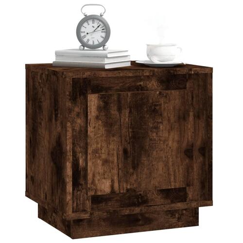 Sengebord 44x35x45 cm konstrueret træ røget egetræsfarve
