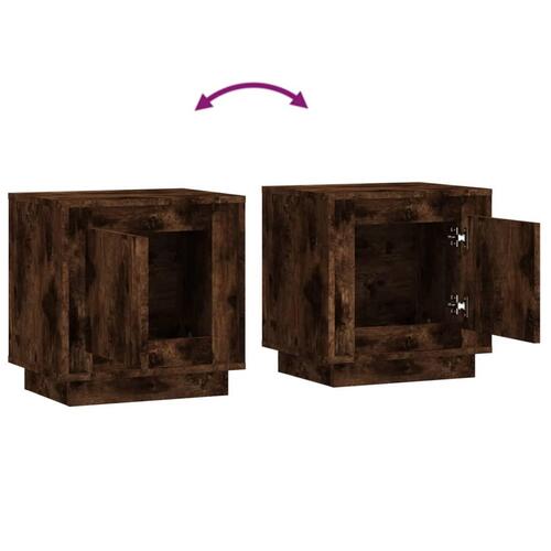 Sengebord 44x35x45 cm konstrueret træ røget egetræsfarve