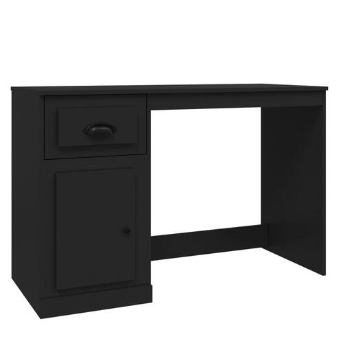 Skrivebord med skuffe 115x50x75 cm konstrueret træ sort