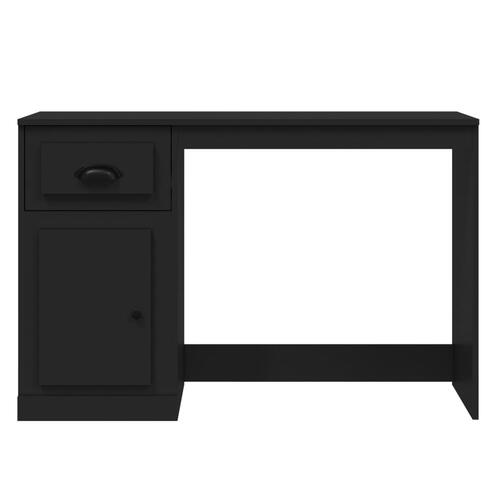 Skrivebord med skuffe 115x50x75 cm konstrueret træ sort