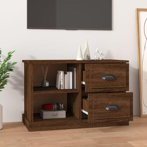 Tv-bord 73x35,5x47,5 cm konstrueret træ brun egetræsfarve