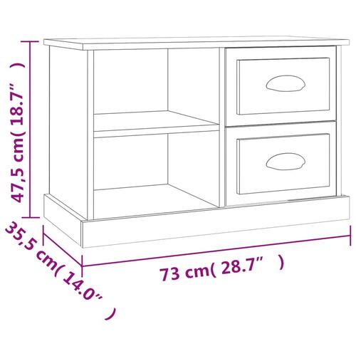 Tv-bord 73x35,5x47,5 cm konstrueret træ brun egetræsfarve