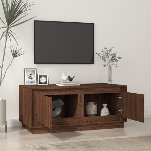 Sofabord 102x50x44 cm konstrueret træ brun egetræsfarve