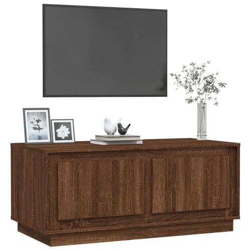 Sofabord 102x50x44 cm konstrueret træ brun egetræsfarve