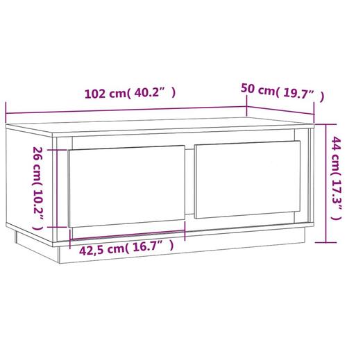 Sofabord 102x50x44 cm konstrueret træ brun egetræsfarve