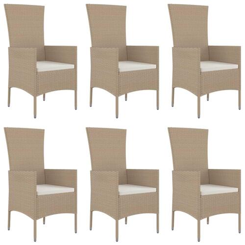 Spisebordssæt til haven 7 dele med hynder polyrattan beige