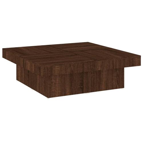 Sofabord 90x90x28 cm konstrueret træ brun egetræsfarve