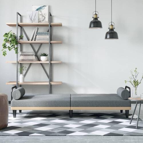Sovesofa med armlæn stof lysegrå
