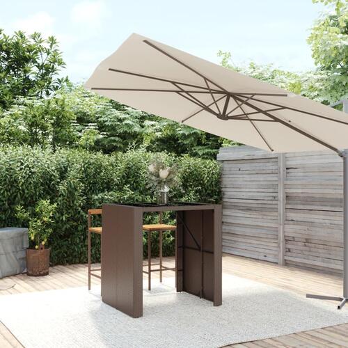 Barbord med glasplade 105x80x110 cm polyrattan brun