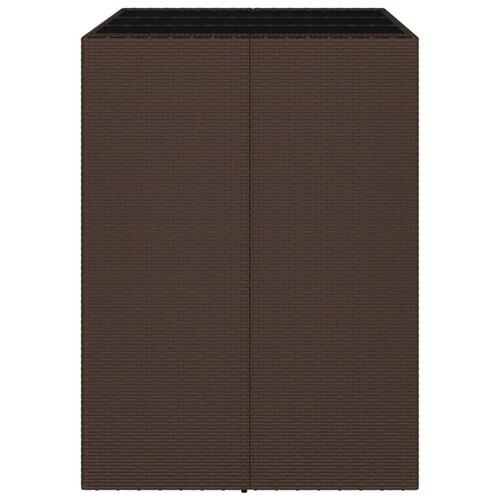 Barbord med glasplade 105x80x110 cm polyrattan brun